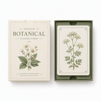 Cartes à Jouer Botaniques Personnalisées Premium |   Coins arrondis, respectueux de l'environnement |   Finition en lin de luxe |   Papier Familial Minimaliste