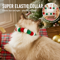 Collier de Noël pour chien avec pompon et nœud papillon renne, réglable, en peluche douillette, pour chat, chaton, petites et moyennes races, accessoire de fête