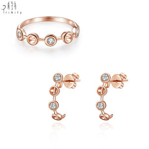Nouveaux produits fabricant exportation minimaliste boucles d'oreilles faites à la main ensemble de bijoux 18K solide or Rose diamant naturel boucles d'oreilles - Product Image 3