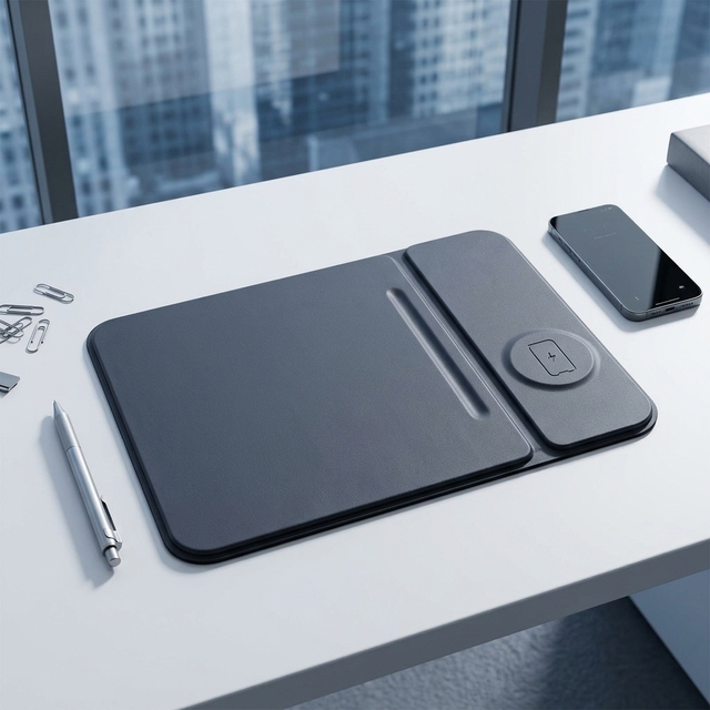 Hot Selling Multifunctional Lightweight 3-in-1 Wireless Charging Leather Mouse Pad Compatible Laptop Protective Case Travel