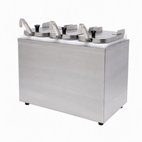 Distributeur de condiments avec louches et couvercles à charnière, distributeur de sauce type louche avec cuillères en acier inoxydable