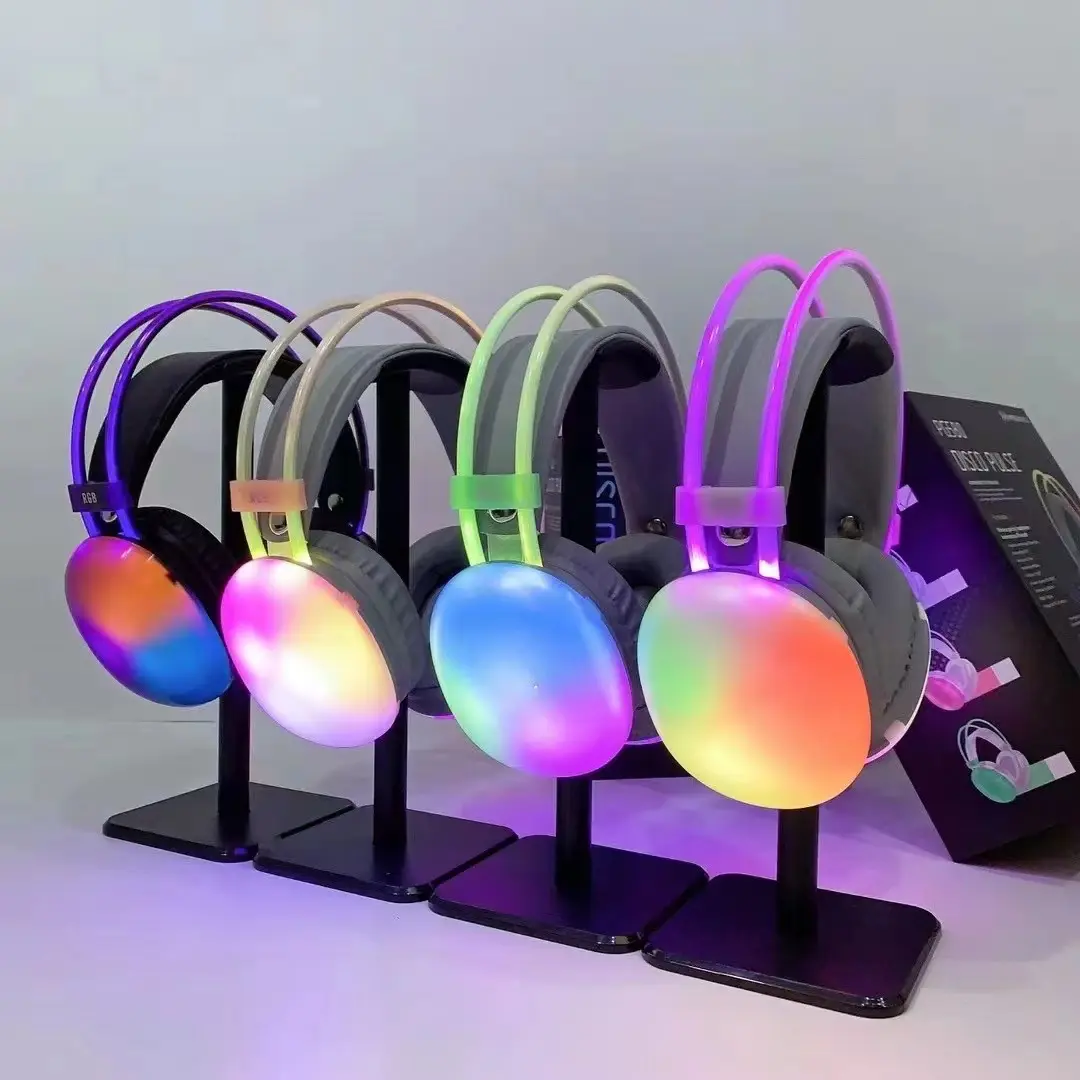 Elektronische 2024 Nieuwe Pg580 Bt Draadloze Rgb Licht Gaming Lichtgevende Koptelefoon Disco Pulse Blue Tooth Headset Met Tf Fm