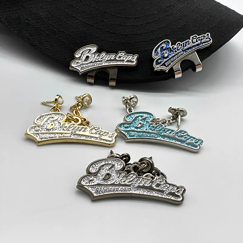 Hot Sale Border Hat Clips Metall Weiche Emaille Pins Benutzer definierte Hut Pins mit Kette Strass