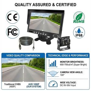 Système de caméra de recul pour camion AHD 7 pouces, caméra de recul 1080P, moniteur étanche à haute luminosité, entrée vidéo 2 canaux pour bus, fourgonnette - Product Image 6