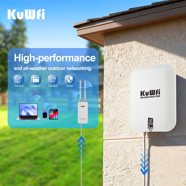 Industrial KuWFi  C140 ODU 5G LTE Dual-Mode AX3000 Wi-Fi6 Outdoor Router for Factories Farms