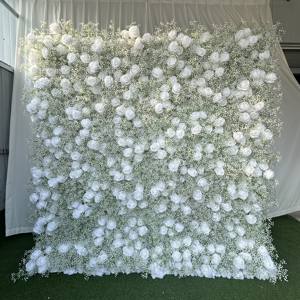 T-FW067 Hot Sales artificial 3D <b>flowers</b> <b>wall</b> <b>panels</b> 8x8ft <b>flower</b> <b>wall</b> <b>panel</b> backdrop roll up <b>wall</b> of <b>flowers</b> for wedding decor - Product Image 3