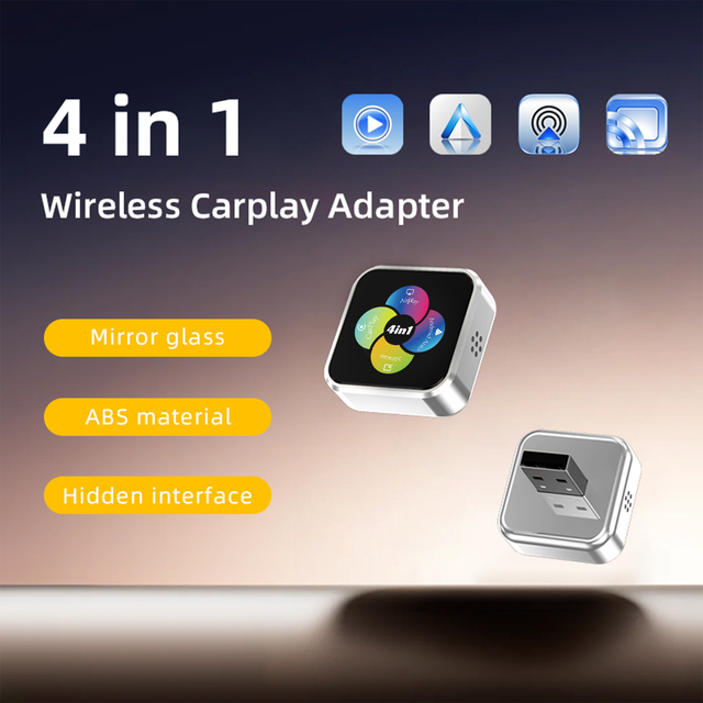 2026 Newly 4-in-1 Wireless CarPlay Adapter Airplay Miracast Android Auto Dongle for IOS Android Phone Car Screen Mirroring