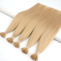 Extensiones de Cabello con Queratina de Doble Trama, Color Rubio, Extensiones de Cabello Pre-Adheridas con Pegamento, 100% Cabello Humano con Punta en U para Mujer