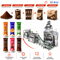 Ligne de production de machine d'emballage et de cartonnage de sachets de poudre de café instantané 3 en 1 à 6 voies, certifiée CE, à entraînement servo