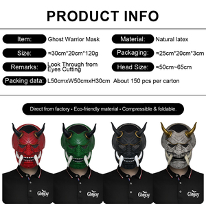 Masque traditionnel japonais Oni en latex, visage de roi démoniaque, accessoire de costume d'horreur pour Halloween, pour fête dans une maison hantée, personnalisable - Product Image 2