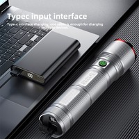 Linterna Súper Brillante de Aleación de Aluminio con Batería de Litio Integrada, Recargable, Impermeable, con Zoom, para Exteriores, con Pantalla Digital