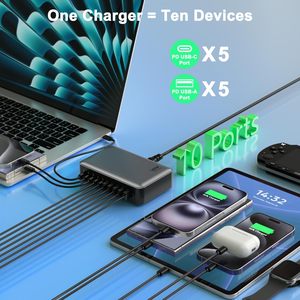 Vente dirigée en usine 540W Gan4 <span class=keywords><strong>chargeur</strong></span> rapide PD 3.0 Compatible 5A <span class=keywords><strong>5C</strong></span> prise murale Portable pour <span class=keywords><strong>iPhone</strong></span> <span class=keywords><strong>chargeur</strong></span> de bureau 10 ports pour - Product Image 4