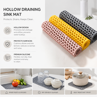 Tapis de protection antidérapant carré en silicone écologique pour évier de cuisine, résistant aux rayures, pour éviers de cuisine en acier inoxydable à domicile