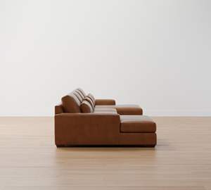 高級高品質ソファリビングルーム家具リクライニング可能なU字型レザーソファ - Product Image 3