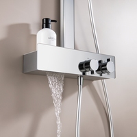 Juego de ducha multifuncional de doble mango contemporáneo de nuevo diseño, baño montado en la pared, aluminio anodizado, chorro de lluvia, cerámica