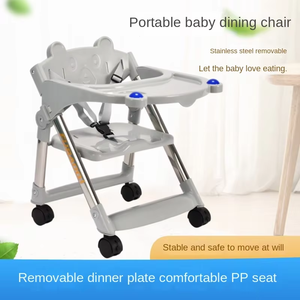 Chaise haute portable multifonctionnelle pliable pour bébé avec plateau et dossier réglable en hauteur, en matériau PP - Product Image 5