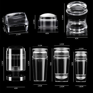 Tampon à ongles transparent en silicone à double tête télescopique pour manucure française avec capuchon - Product Image 2