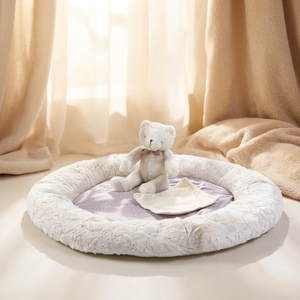 Tapis d'éveil minimaliste crème pour bébé avec pare-chocs rembourré, centre d'activités sensorielles, jouets étoiles détachables, tapis neutre pour le temps sur le ventre - Product Image 5
