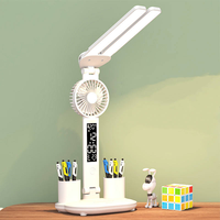 Lampe de table LED moderne à intensité variable avec rotation à 180 degrés, pliable, USB, 2 têtes, lampe de lecture de bureau pour étudiant