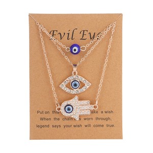 Collar vintage para mujer con colgante de ojo de diablo, bola de cristal, cadena de aleación, ojos azules y diamantes incrustados. - Product Image 3