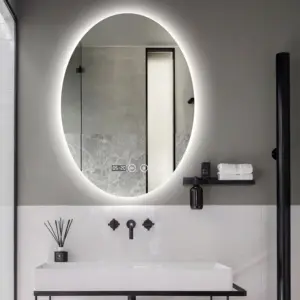 Venda quente Forma Oval Frameless Escurecimento Iluminado Backlit Led Espelho Anti Nevoeiro Espelho Do Banheiro