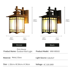 Nueva Lámpara de Pared <span class=keywords><strong>Exterior</strong></span> China, Aplique de Metal y Vidrio, Impermeable IP65, para Villa, Jardín, Puerta, Farol Arquitectónico Moderno Zen de Fábrica - Product Image 2