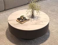Table basse ronde minimaliste en bois avec rangement pour salon et maison