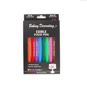ปากกาเขียนเค้กมาการองเกรดอาหาร 10 สี พร้อมหัวแปรงสำหรับตกแต่งบิสกิตและขนม - Product Image 4