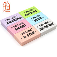 6 Gommes à effacer avec des mots positifs, vous êtes incroyable, gommes à effacer en caoutchouc motivantes, récompense pour les enseignants, encouragement, papeterie