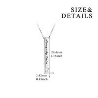 YFN Bijoux 925 Sterling Silver Custom Vertical Gravé Bar Mots Nom Pendentif Collier