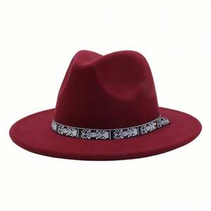 Chapeau Fedora en feutre style ethnique rétro britannique à large bord pour homme et femme, idéal pour une tenue décontractée - Product Image 4