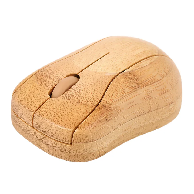 Creative Bamboo Wood USB Wireless Gaming Mouse for Laptop Office Home Use with 3D Design and Custom Logo Printing