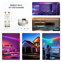 Контроллер SP54AE для светодиодов RGB CCT с двумя режимами работы, дистанционным голосовым управлением, синхронизацией с умными колонками, захватом музыки, 5-канальным выходом, радиусом действия 30 м