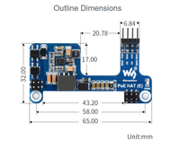 HAT (E) de Alimentación por Ethernet para Raspberry Pi 3B+/4B, Compatible con 802.3af