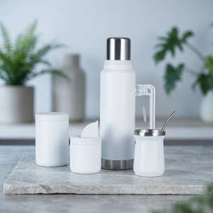 Bouteille isotherme classique à double paroi en acier inoxydable, tasse à yerba, pots à thé avec paille pour kit de maté argentin - Product Image 1
