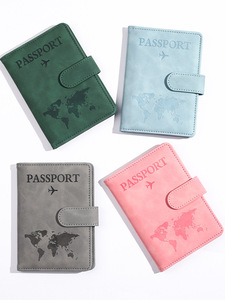 Porta Pasaporte de Cuero PU de Moda con Bloqueo RFID, Funda Protectora para Tarjetas, Ranuras para Tarjetas, Cartera de Viaje Elástica, Porta Pasaporte Elástico - Product Image 4