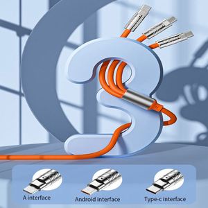 Wholesale Silicone Charge <b>Cable</b> Promotional 3 in 1 Portable Fast Charging Data <b>Cable</b> with Logo for Office - Product Image 3