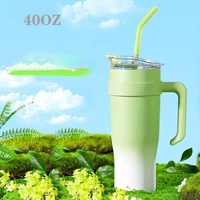 Gobelets isothermes de 40 oz avec paille et couvercle, logo personnalisé, en acier inoxydable à double paroi, mug de voyage sportif