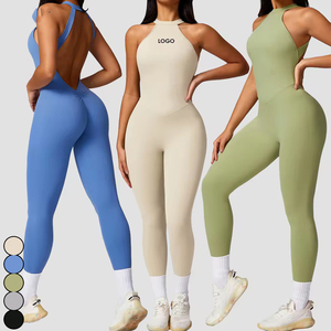 Ropa Deportiva de Fitness Ligera Enterizo Fruncido Ajustado Deportivo Body Personalizado Mono de Yoga con Espalda Descubierta - Product Image 1