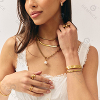 Collier en perles de coquillage safran à double couche tendance plaqué or Lincy Jewelry pour femmes en acier inoxydable