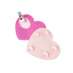 Heart-shaped <b>Silicone</b> Scrubbing Pad Eco-friendly Tear-resistant Soft Dual-use Makeup Brush Beauty Sponge Powder Puff Cleaning - Product Image 1