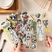 Autocollants adhésifs plats en PET imperméables de la série Travel Heart Notes, décalcomanies créatives sur le thème des objets et des personnages, décoratifs DIY