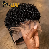 Perruques Courtes Pixie de 10 Pouces en Cheveux Humains, Perruques Afro Bouclées, Perruques Pixie Entièrement en Dentelle, Couleur Naturelle pour Femmes Noires