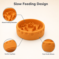 Gamelle anti-glouton avec ventouse pour chiens et chats, gamelle labyrinthe en silicone de qualité alimentaire, gamelle antidérapante pour animaux de compagnie
