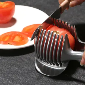 Edelstahl Zitronenfrucht Tomaten eier Zwiebel-Schneidegerät Schneidegerät Schneidegerät Führung Mehrzweck-Hand-rund-Blumentangen