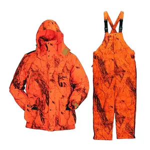 Chaqueta impermeable de camuflaje naranja para hombre, ropa de caza en venta