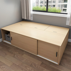 Cama Tatami con Almacenamiento y Estantería Integrada, Cama de Madera para Apartamentos Pequeños, Muebles de Dormitorio, Diseño de Caja Baja - Product Image 4