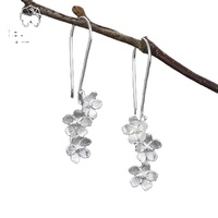 Anting Bunga Perak S925 Romantis, Anting Gantung Bunga Perak Sterling 925