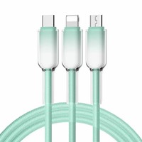 Câble de charge rapide USB Gradient 60W avec prise en charge PD 27W, tressé, triple port, conducteur en cuivre pur pour téléphones mobiles Android et iOS