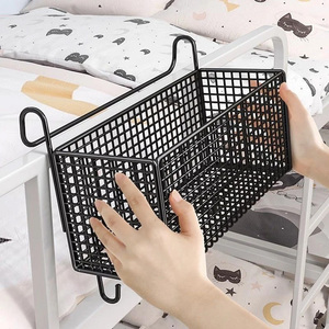 Student Bedside <b>Storage</b> <b>Basket</b> Rectangle Stainless Steel Hanging For Dormitory With Handle - Product Image 2
